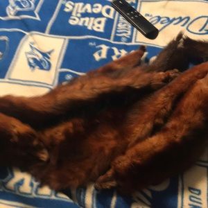 Real mink fox tails stole